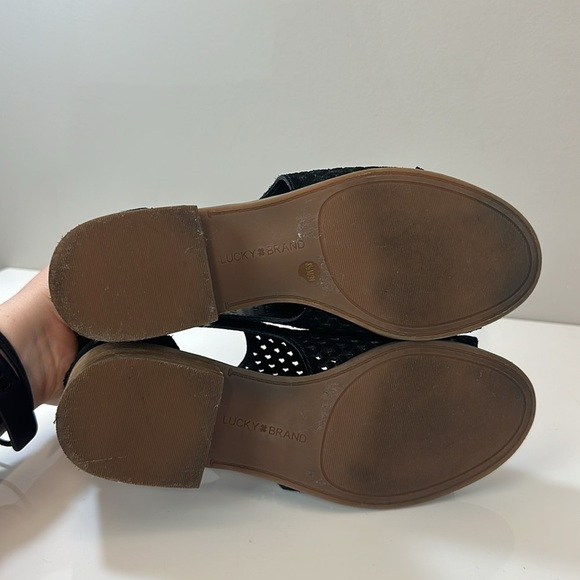 Lucky Brand Nacria Black Suede Perforated Booties Size 8.5 - Picture 9 of 16